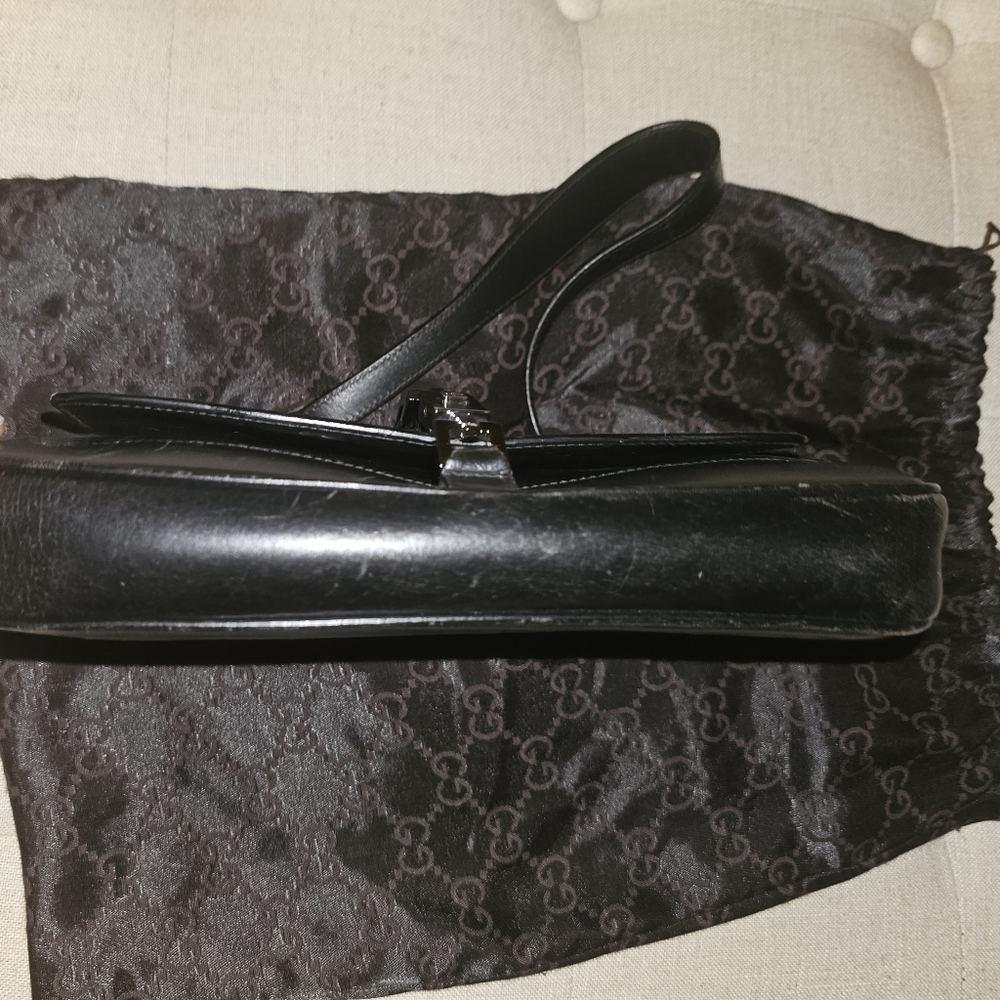 2000s Pre-Loved Vintage GUCCI Jackie O Small Black Leather Purse 100% Tom Ford - Picture 8 of 13